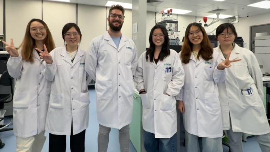 Dawn (third from right) with her supervisors and colleagues at Prestige BioPharma.