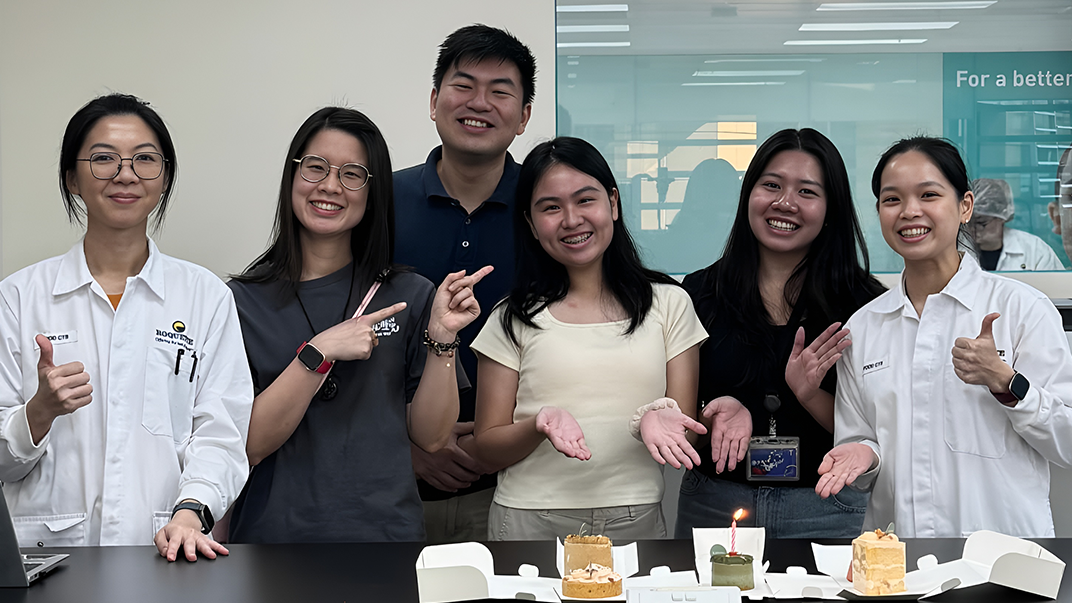Trissie Ng (third from right) celebrating her birthday with the CTS team