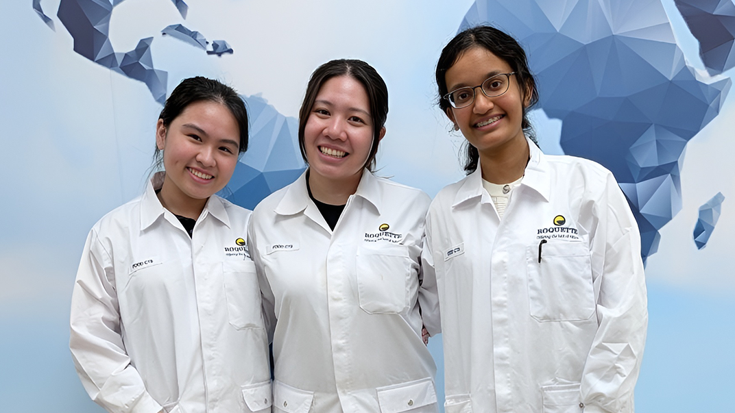 Trissie Ng (left) with other interns, Glenda Goh and Hannah Susan Abbey