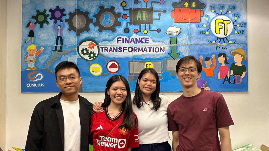 Elaine Wee (second from left), pictured here with her supportive colleagues, who were integral to her journey of learning and innovation during her enriching 24-week internship experience at the AGD.