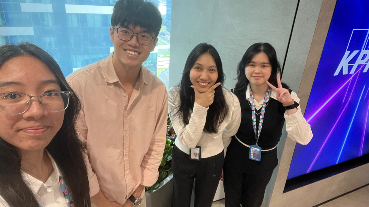 Abigail Lau (Far Right) honed her communication skills as well as technical skills at our internship partner, KPMG.