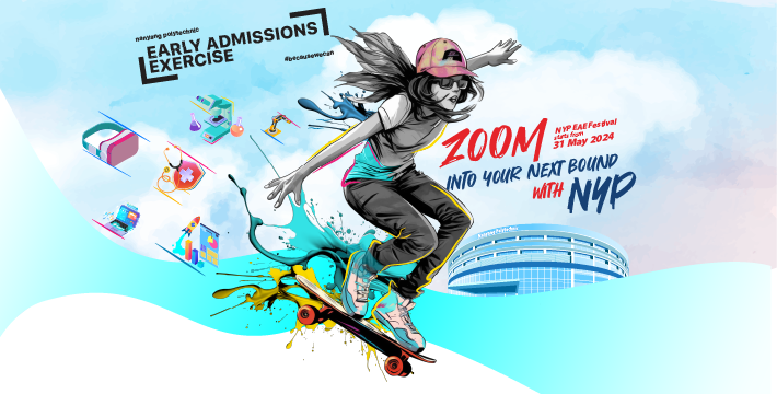 EAE Festival key visual: graphic of girl rollerskating against the backdrop of NYP