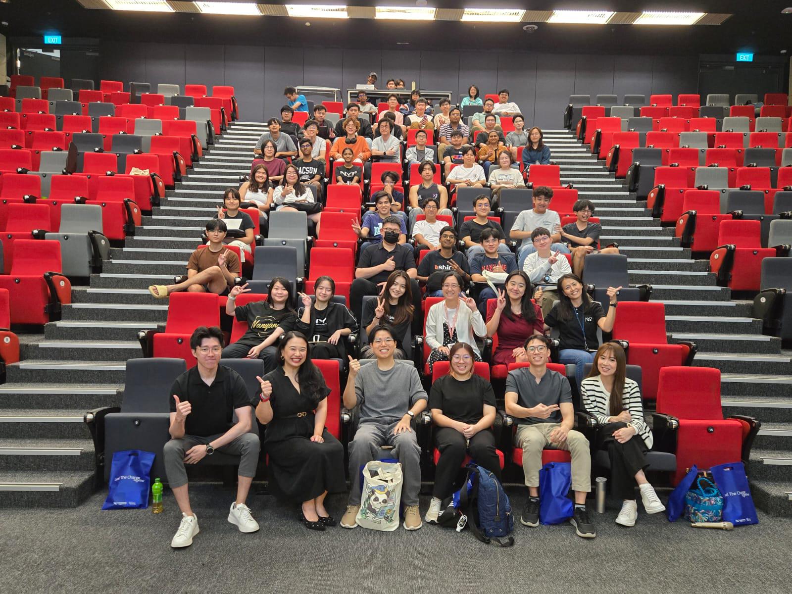 Group picture of Axel, guest speakers, and Nanyang Polytechnic students.