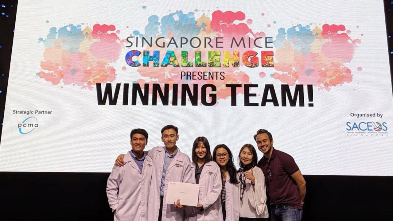 Bronte (right 3) and her team clinched first place in the Singapore MICE Challenge, 2019.