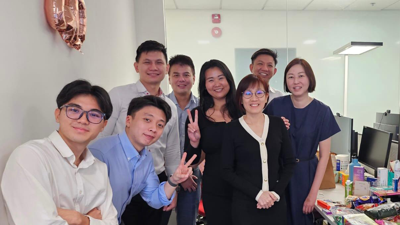 Ethan (first from left) with his colleagues at Pictet Asset Management 