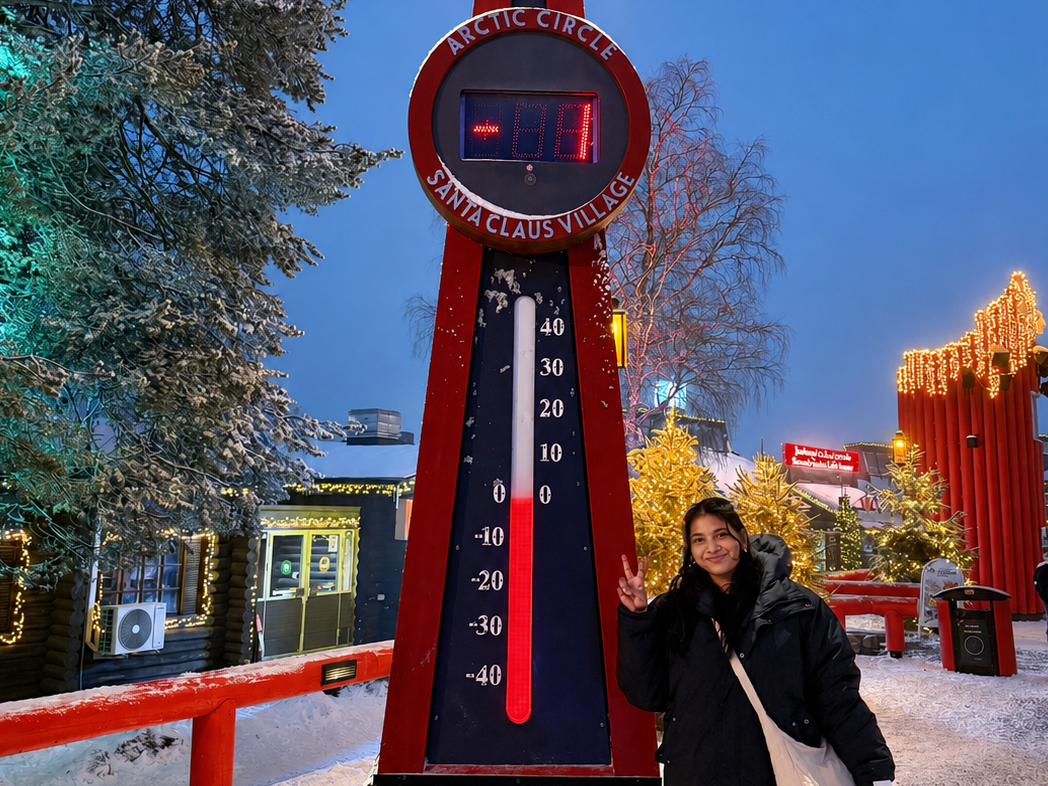 Experiencing the arctic charm at Santa Claus Village while on the Overseas Exchange Programme in Finland.