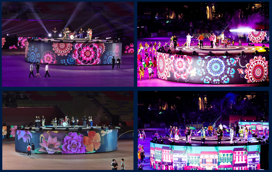 CMD learners’ visuals on display during the NDP 2025 multimedia show at the Padang.