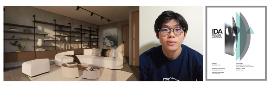 An image of Lee Kiat Heng’s HORIZON villa design, featuring a long, glass-fronted coastal house on Sentosa with calm, light-toned interiors and deep terraces opening toward expansive sea and sky views.